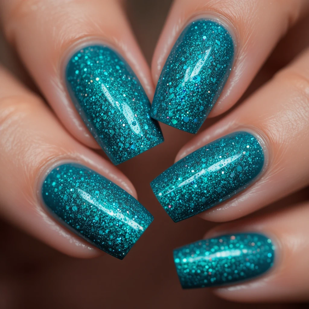 Teal Glitter Ombre