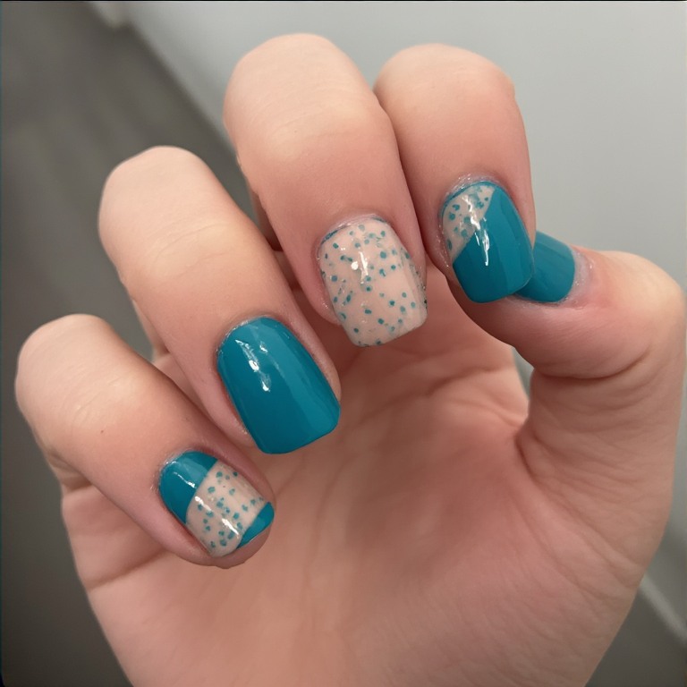 Teal Negative Space Nails