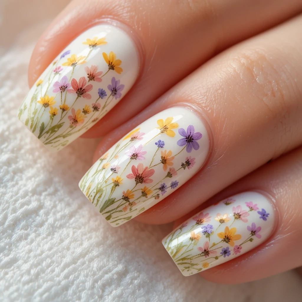 Watercolor Wildflower Field