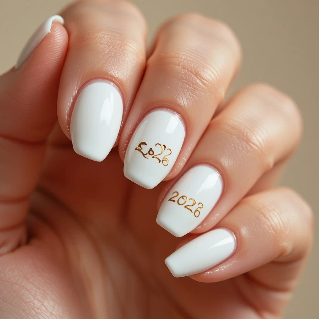 White with "2026" Written in Gold