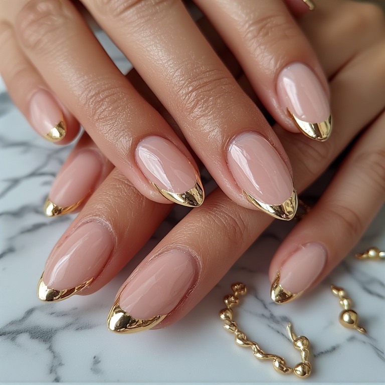 White with Gold French Tips