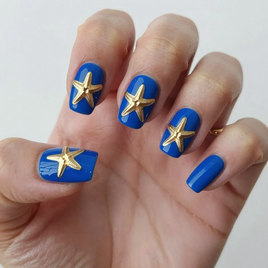 Aegean Blue with Gold Starfish