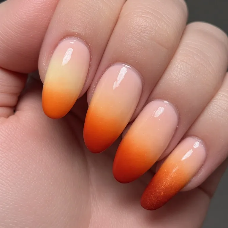 Orange Almond Nails