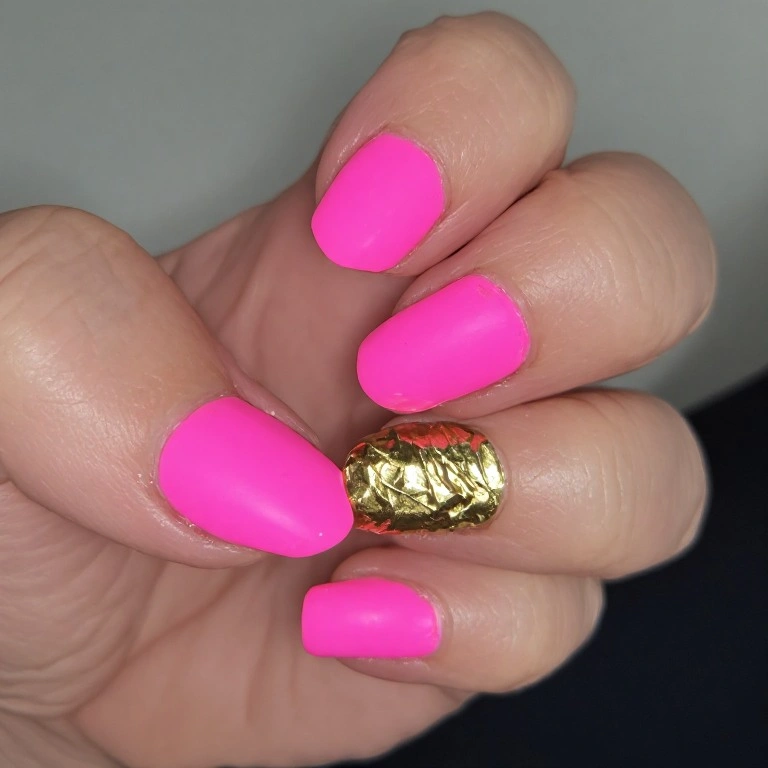 Neon Pink with Gold Foil Accent