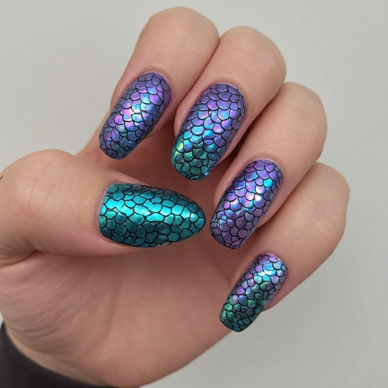 Siren's Mirror — Full Iridescent Scale Coffin