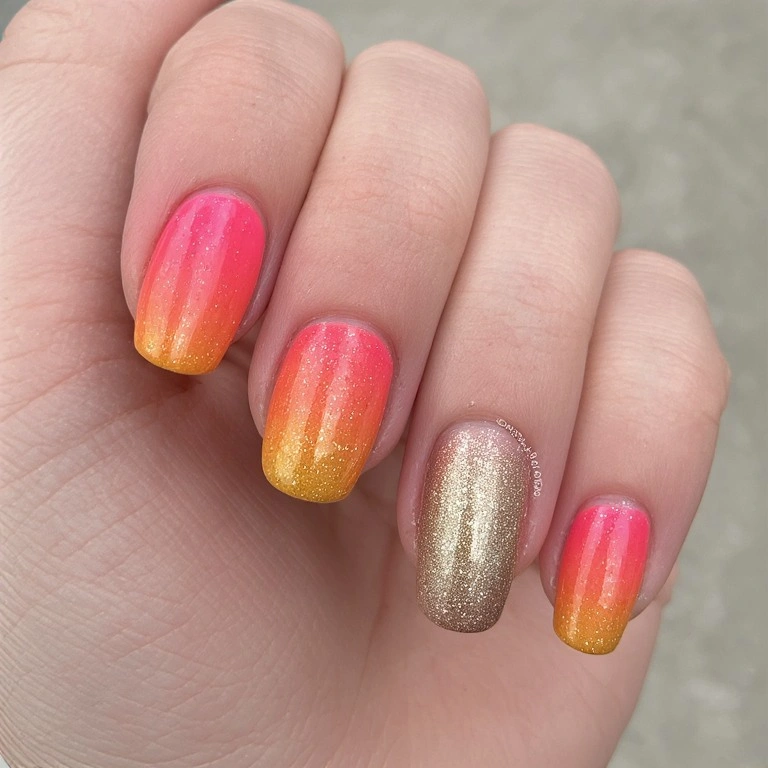 Sunset Ombre on Coral and Gold