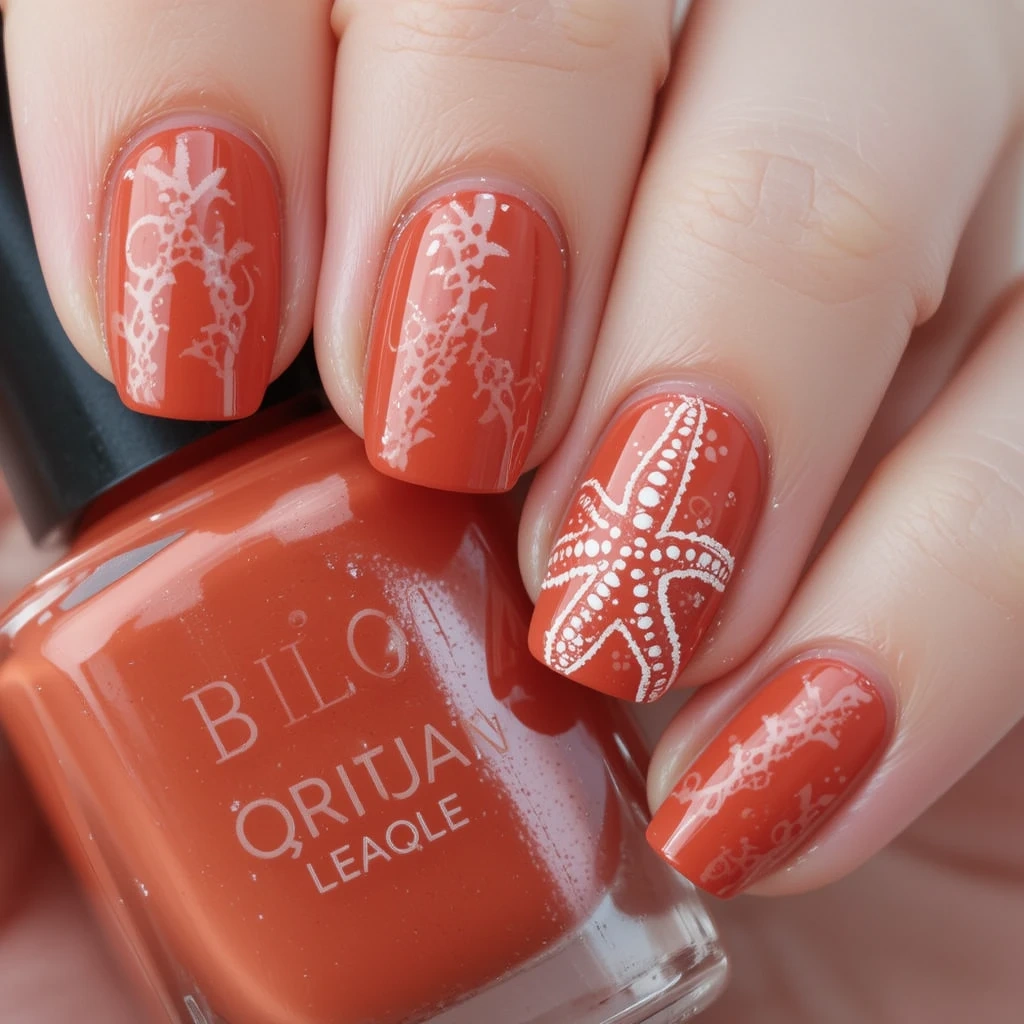 Terracotta Sunset with Etched Starfish