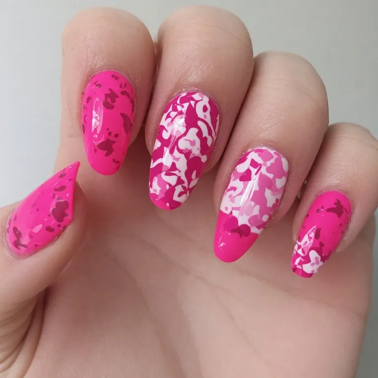 Hot Pink Almond Nails