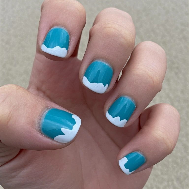 Turquoise Ocean Solid with White Foam Tips