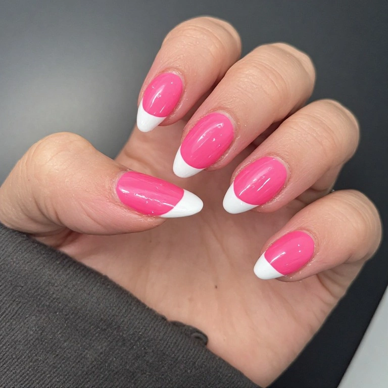 White Tip Hot Pink Reverse French