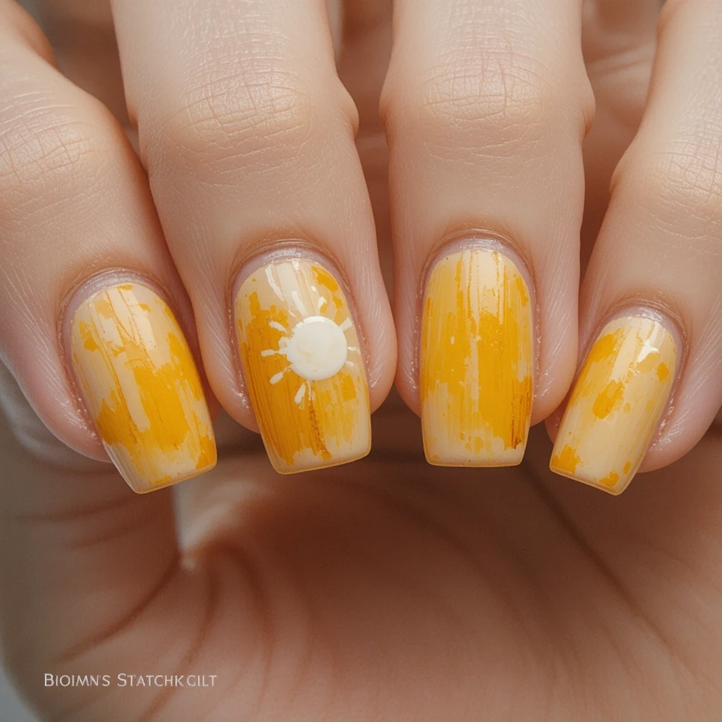Yellow Wash With a White Sun