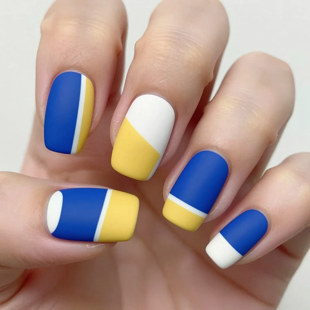 Abstract Color Block Nail Design