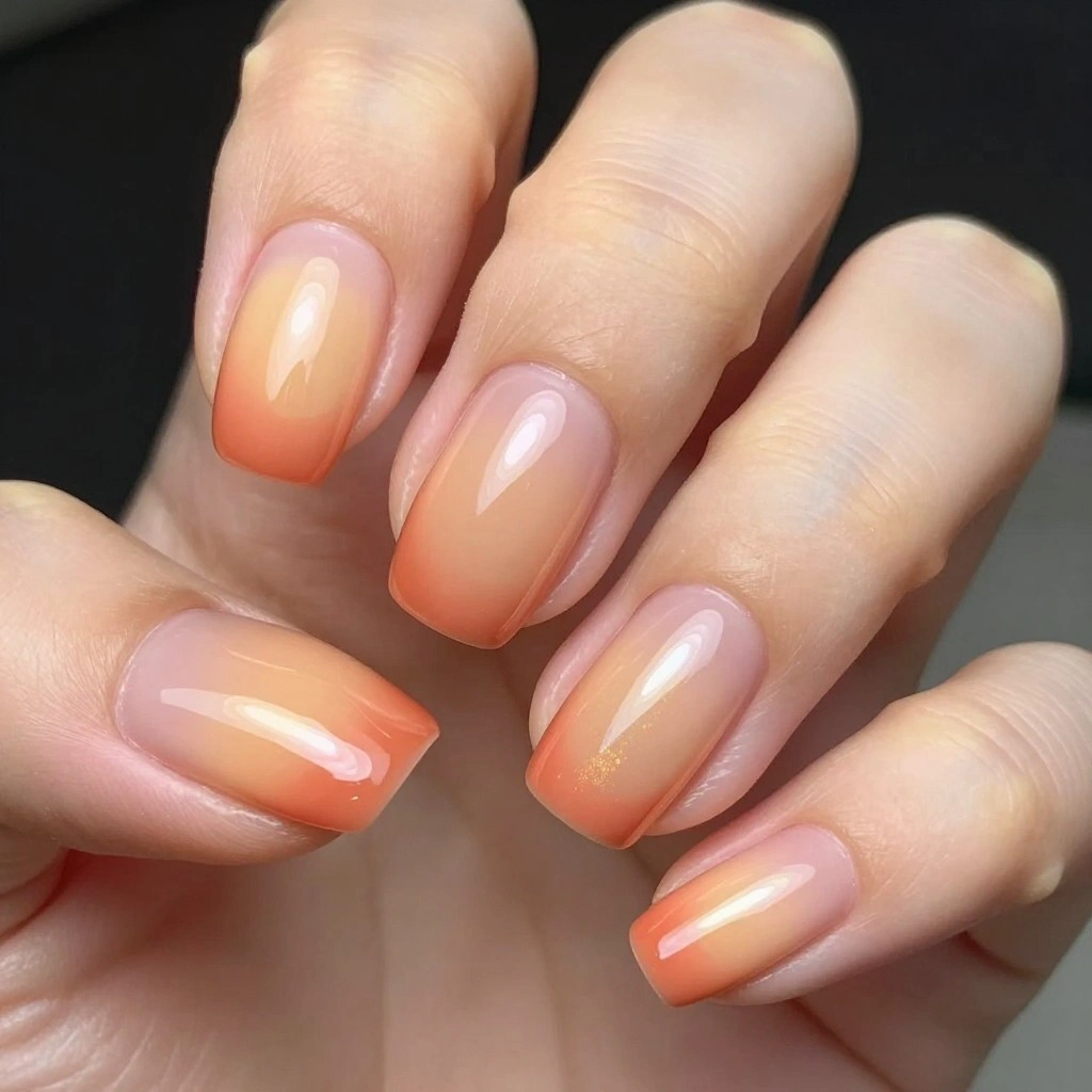 Aura Nails in Peach and Coral
