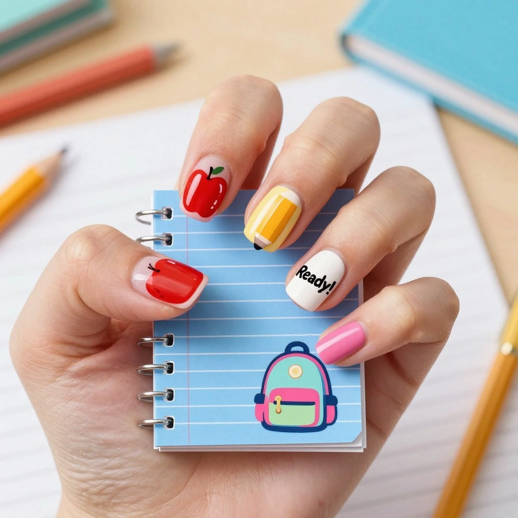 Back to School Survival Kit Nails
