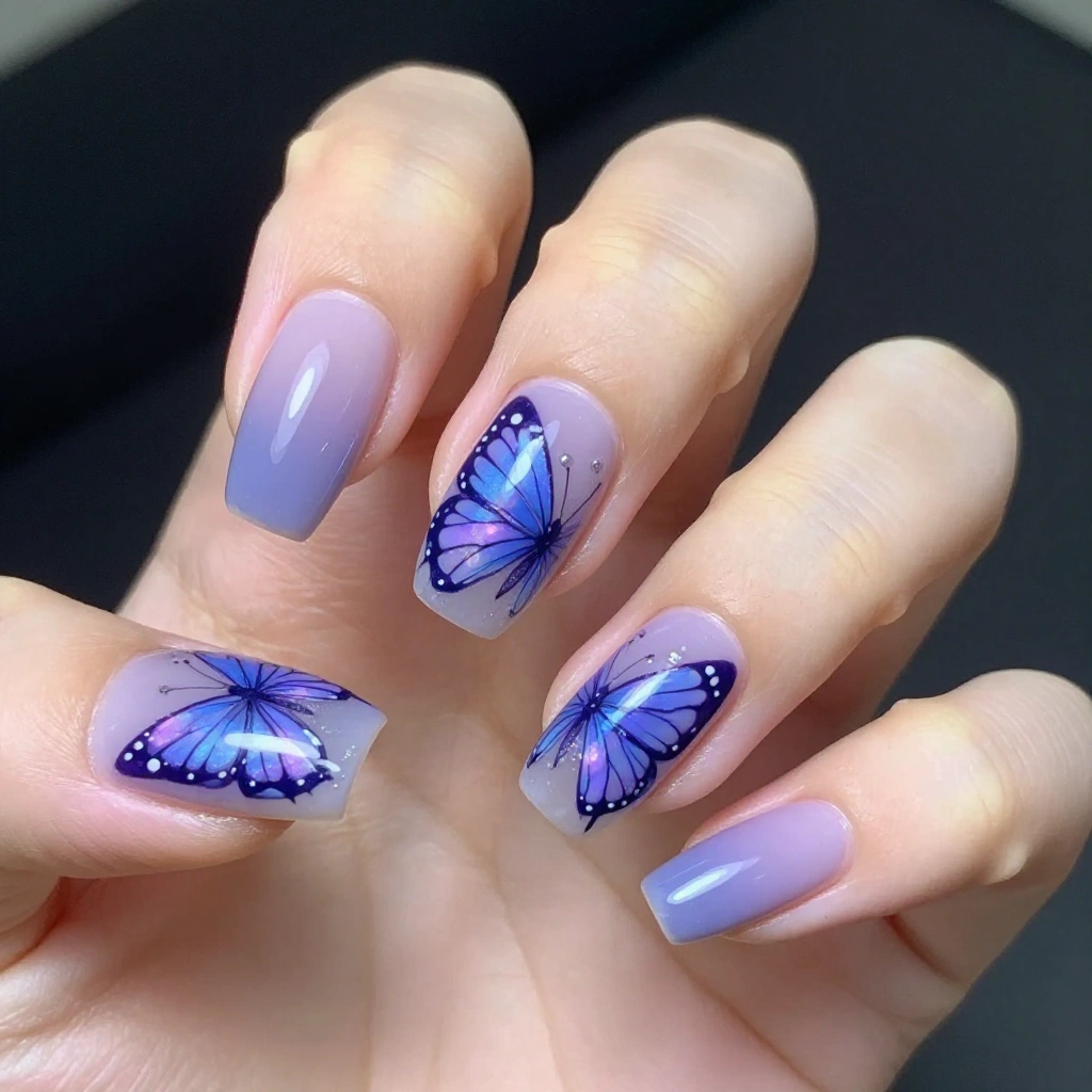 Blueberry Butterfly Nails