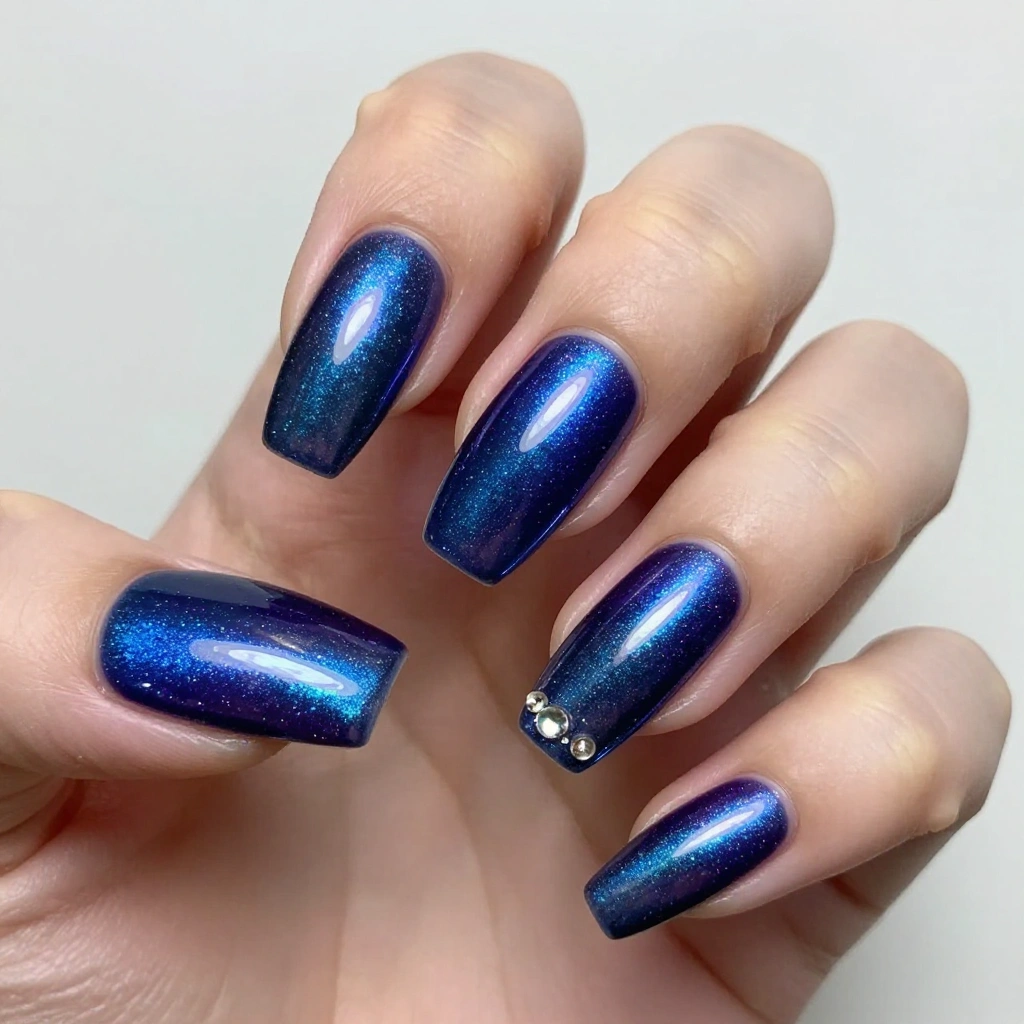 Blueberry Chrome Nails