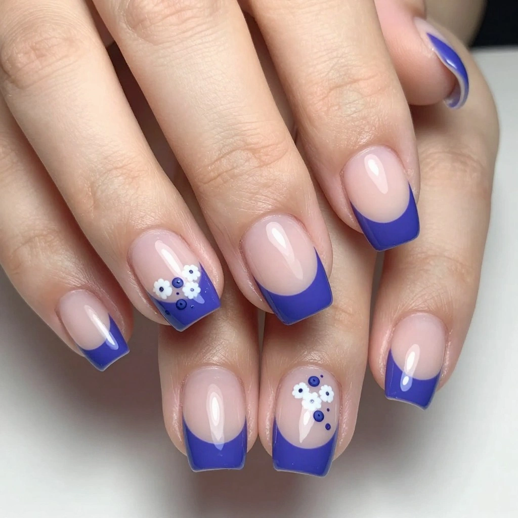 Blueberry French Tip Nails