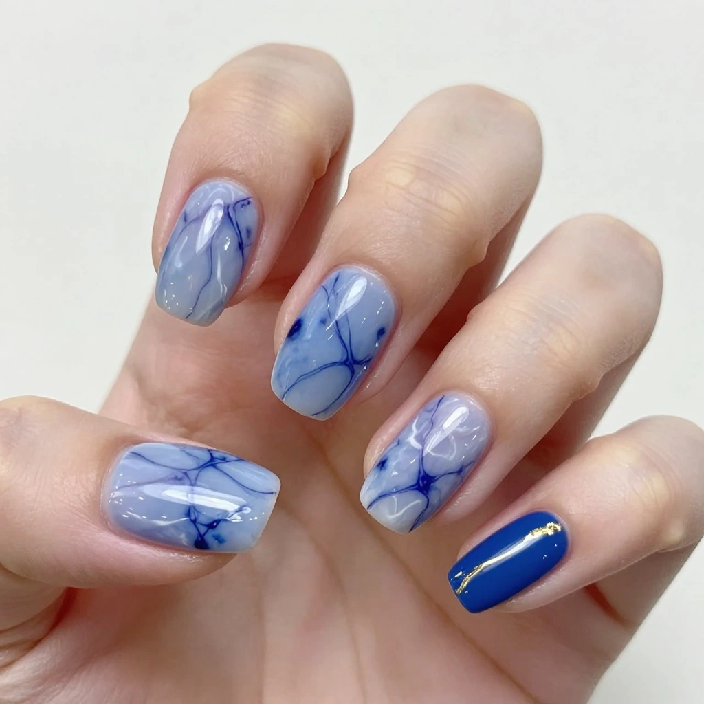 Blueberry Marble Nails