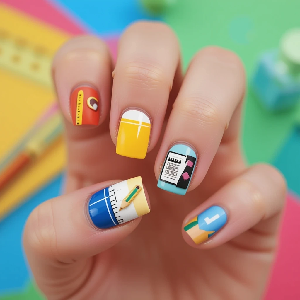 Color-Blocked School Supply Theme