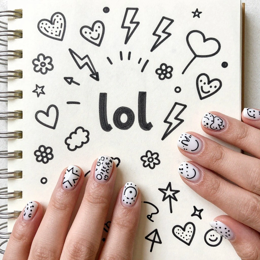 Doodle Notebook Nails
