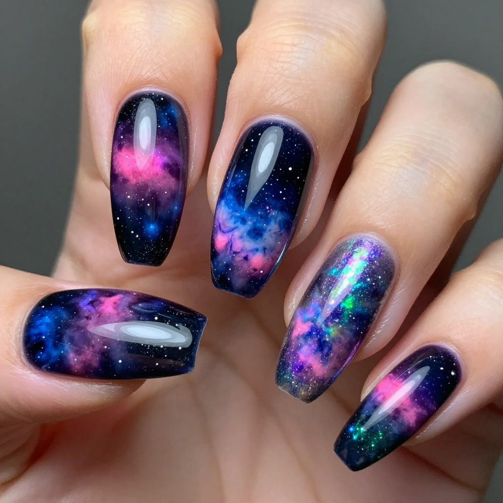 Galaxy Tie Dye Nails