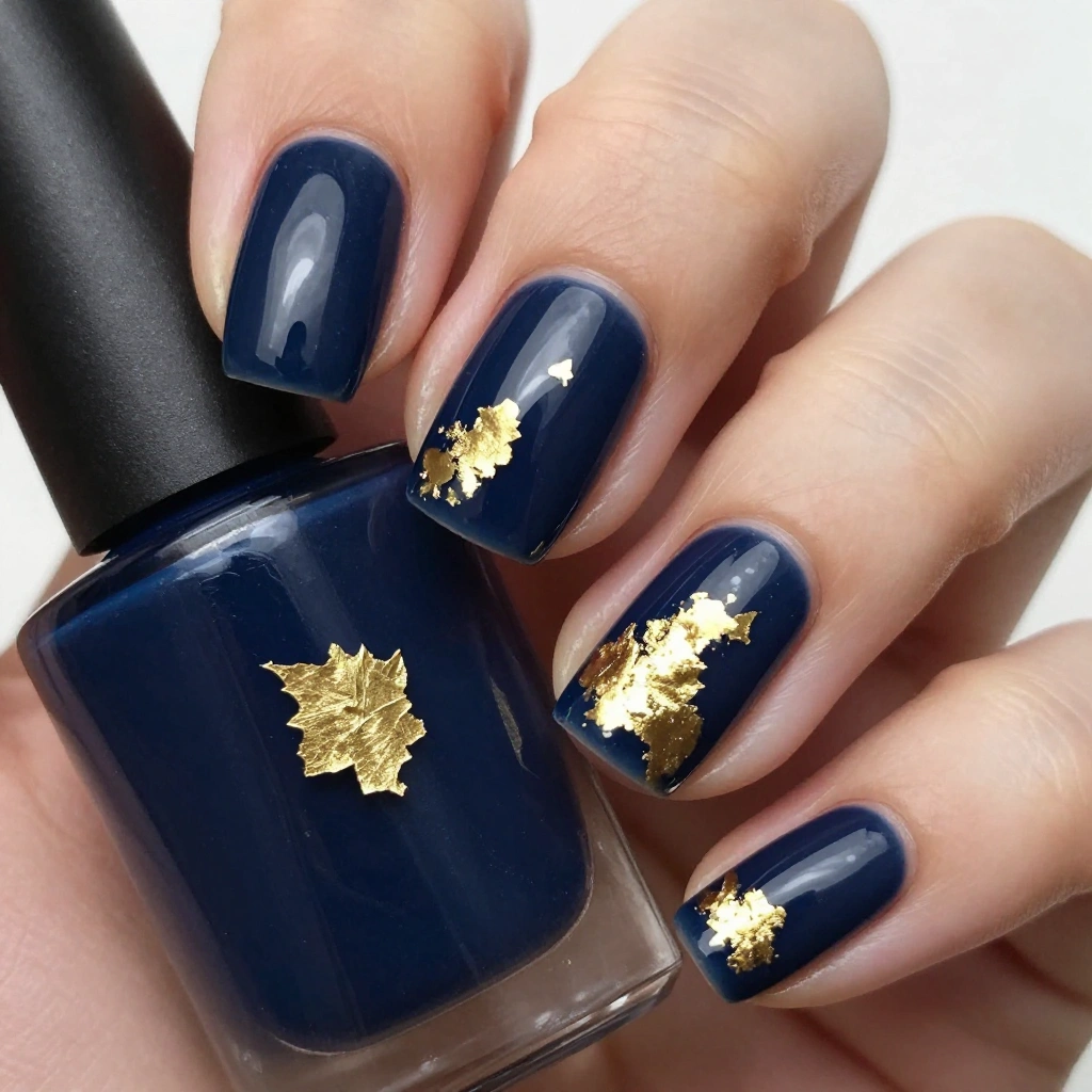 Gold Leaf on Deep Navy