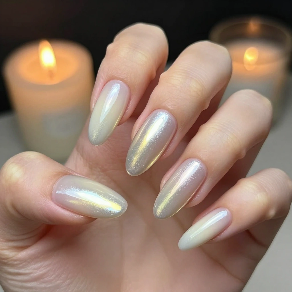Ivory Chrome Mirror Nails for the Modern Bride