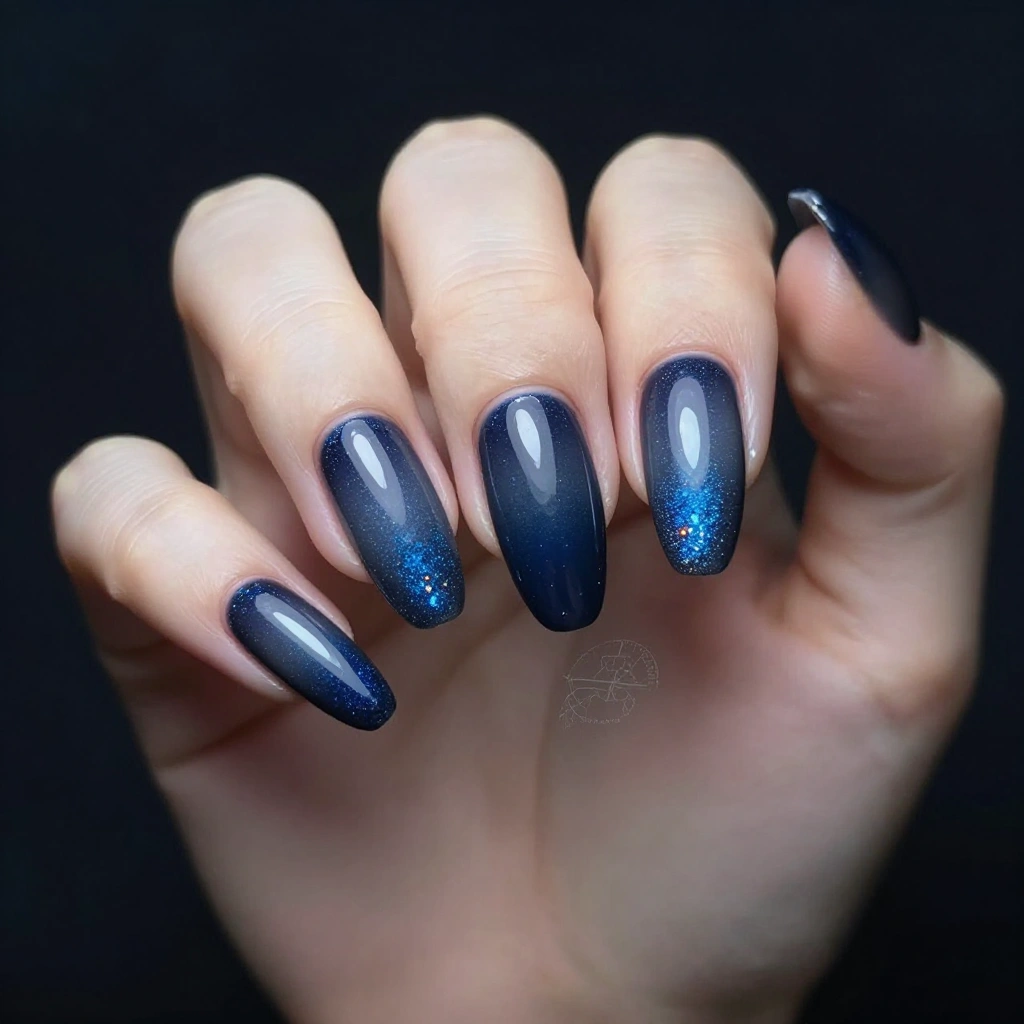 Midnight Blue Gradient Almond