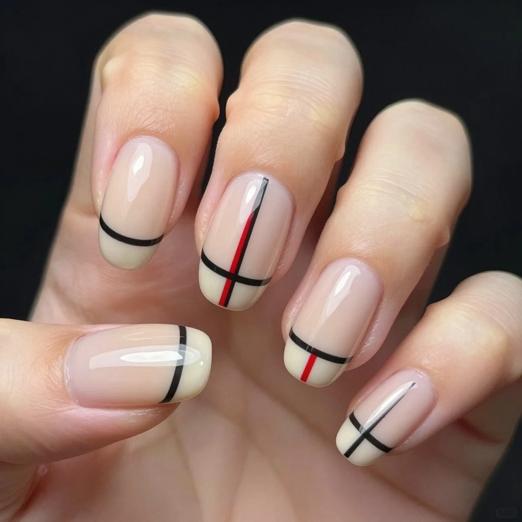 Minimalist Racing Stripe Nails