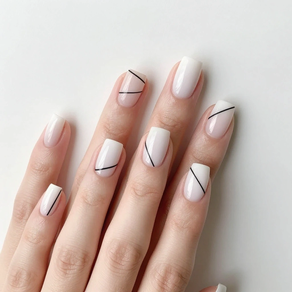 Minimalist White Square with Black Geometric Lines
