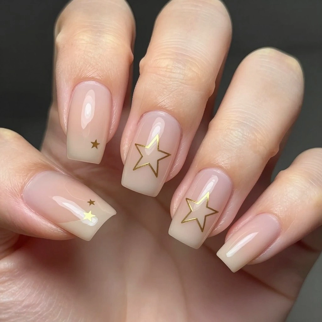 Nude Star Minimalist Nail Design