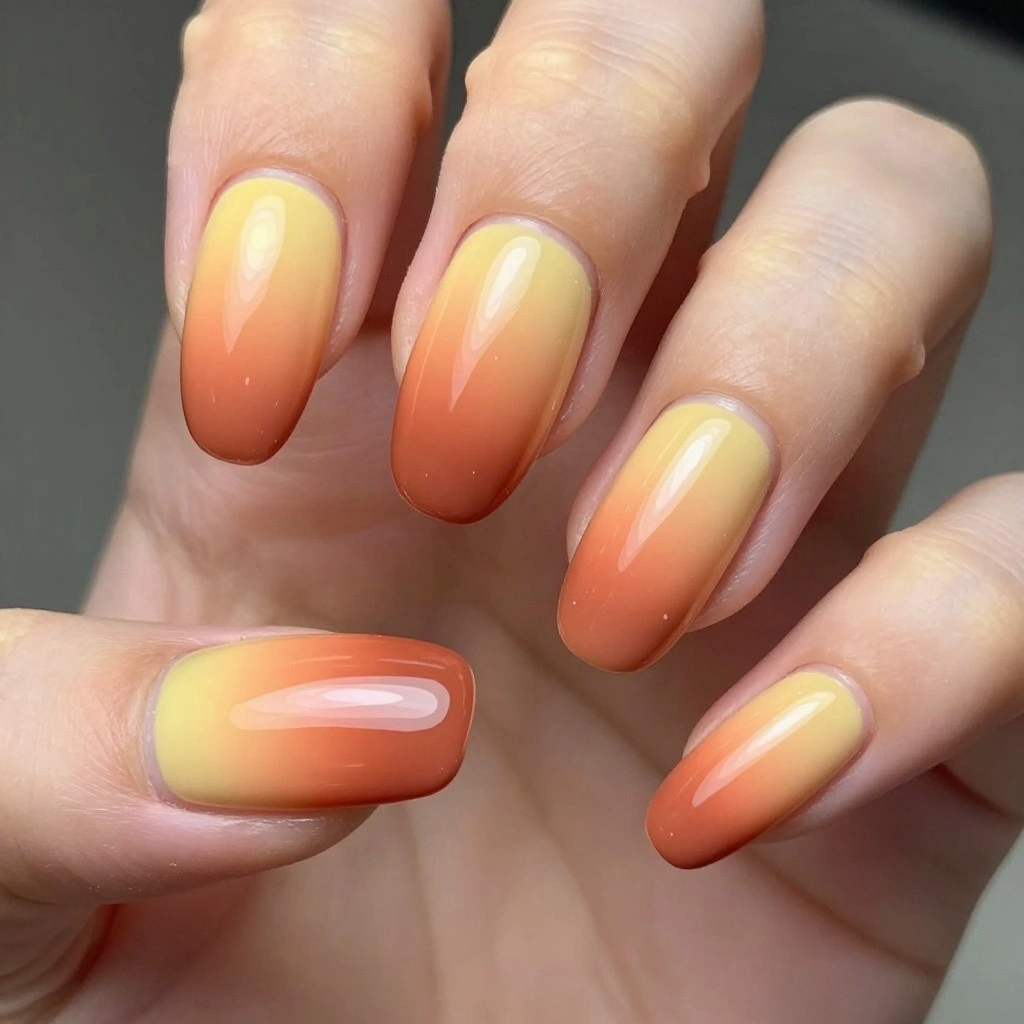 Peach Ombré Sunset Nails