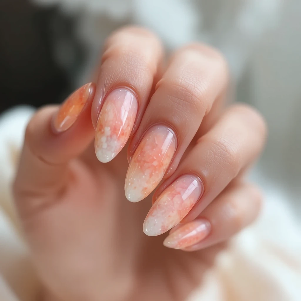 Peachy Aura Nails with Soft Gradient Glow