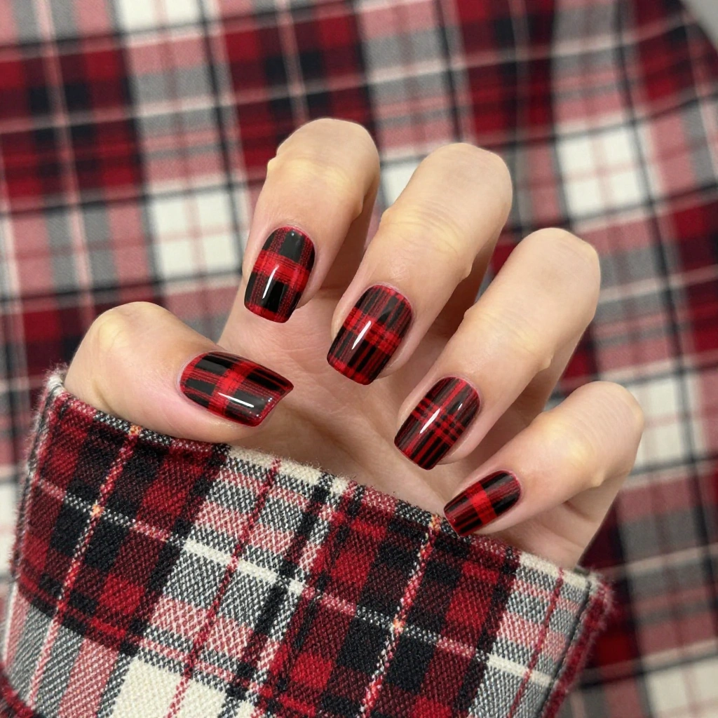 Preppy Plaid Square in Red and Black