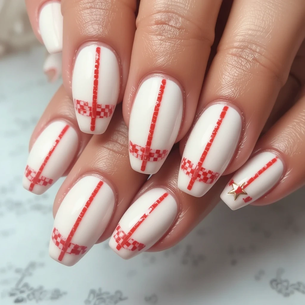 Red Racing Stripe French Tips