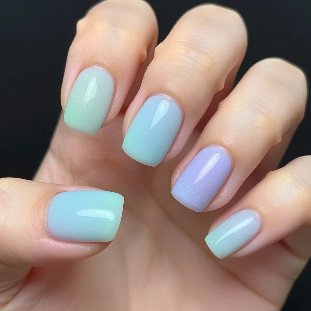 Sea Glass Pastel Nail Design