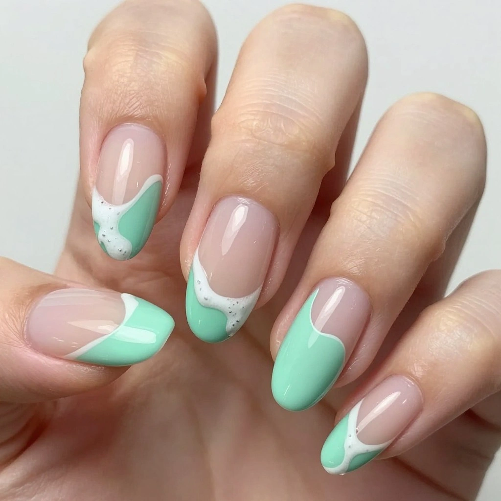 Seafoam Negative Space Nail Design