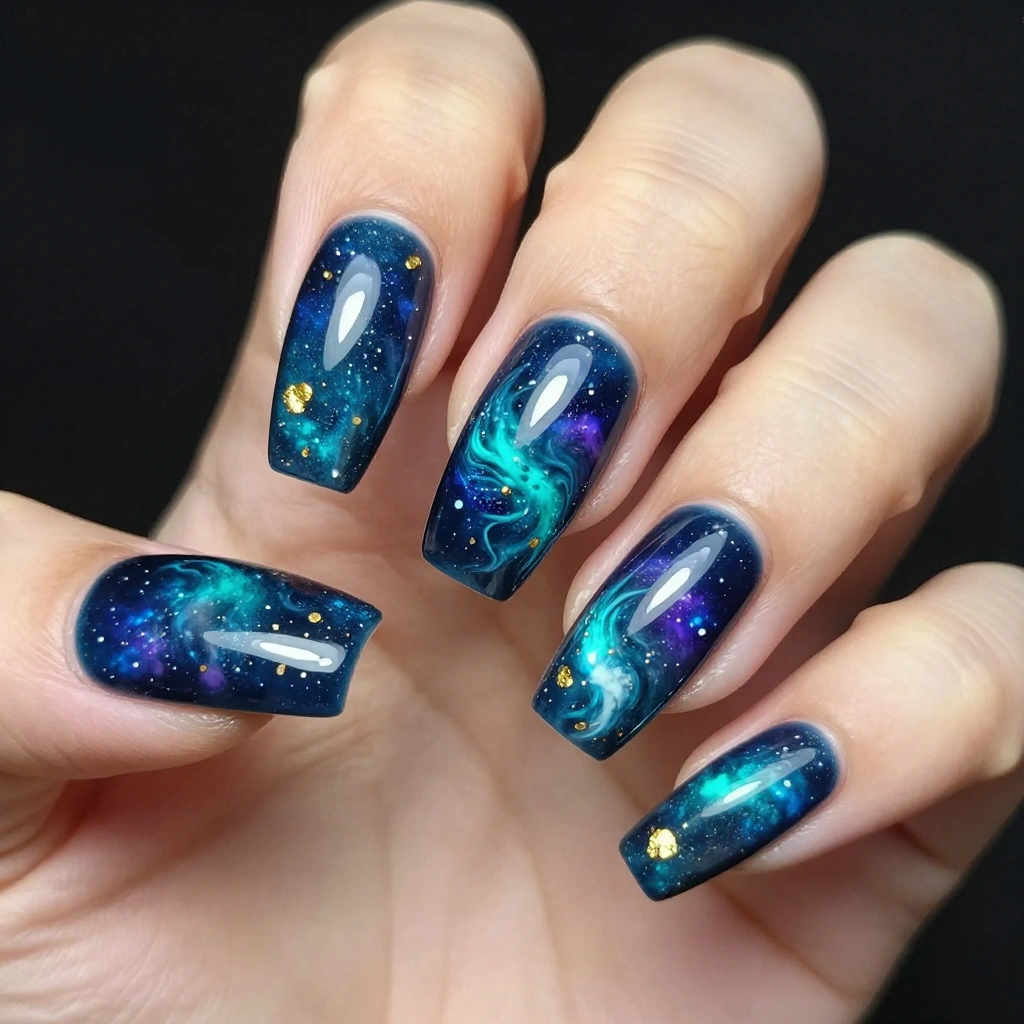 Underwater Galaxy Nail Design