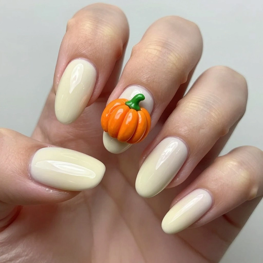 3D Pumpkin Acrylic Nails