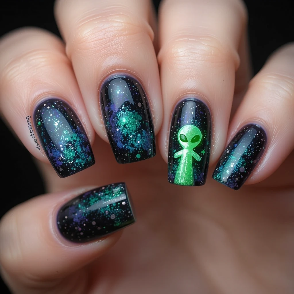 Alien Abduction Nail Design