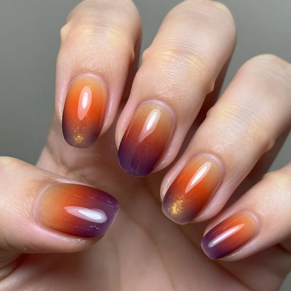 Aura Sunset Fall Nails