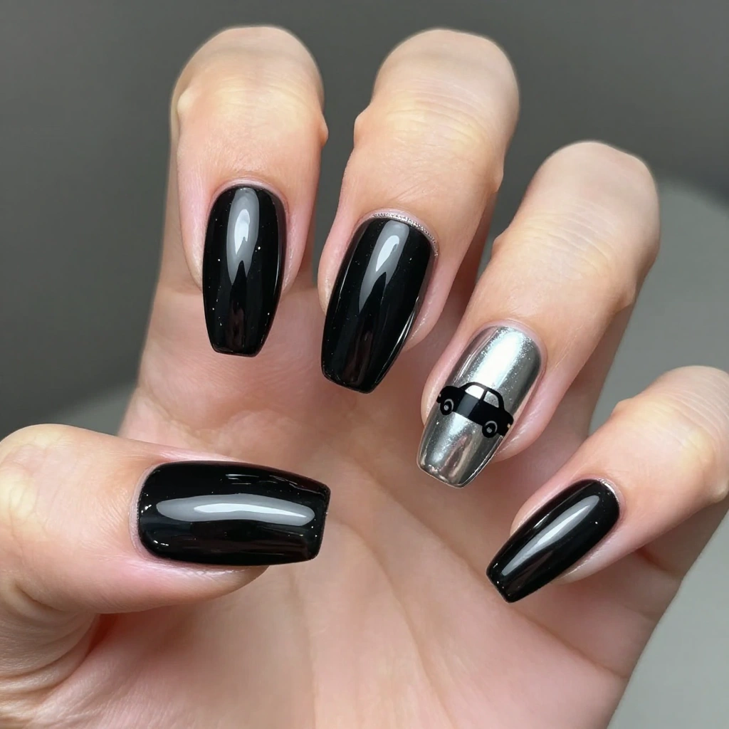 Black Cab Chrome Nails