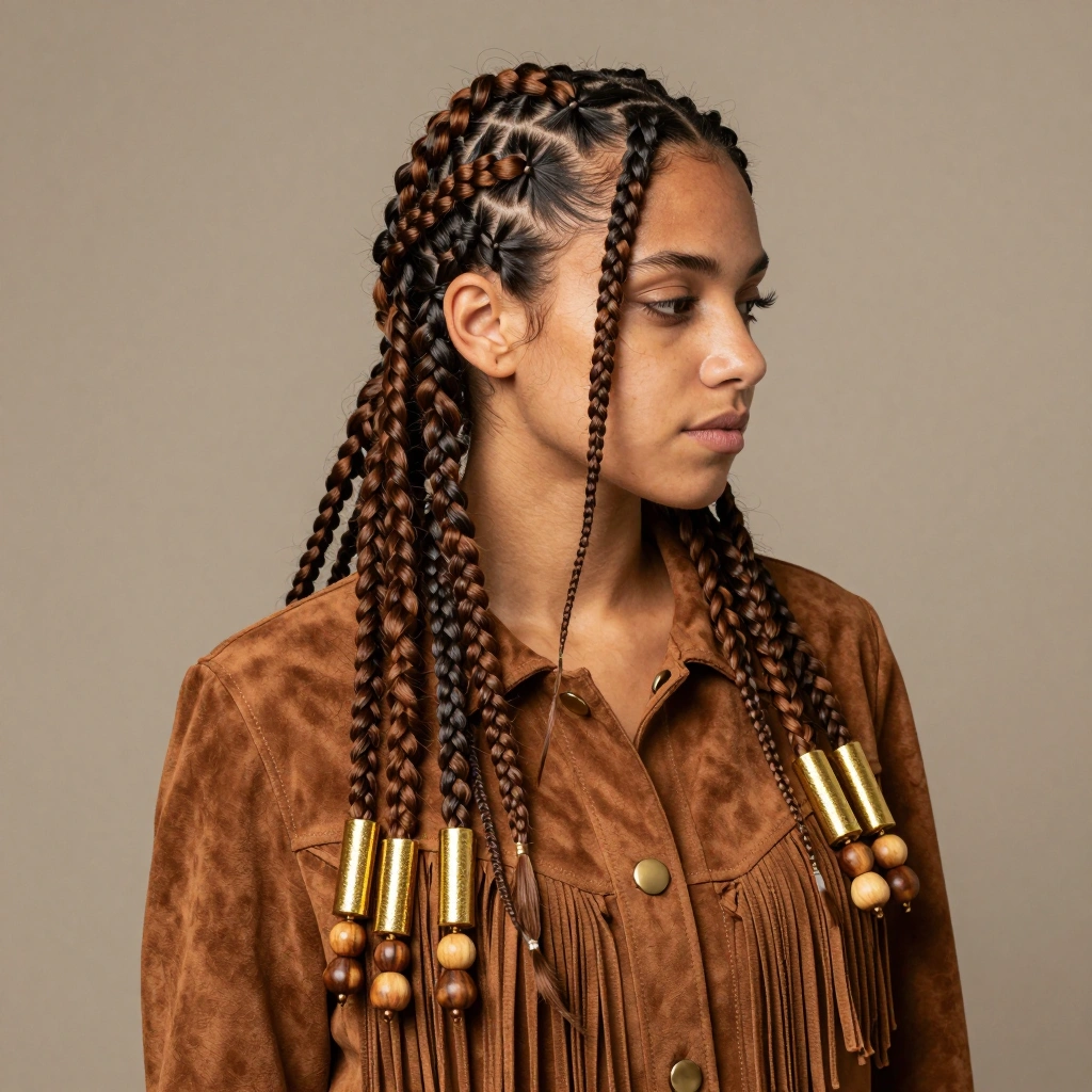 Bohemian Box Braids with Gold Cuffs