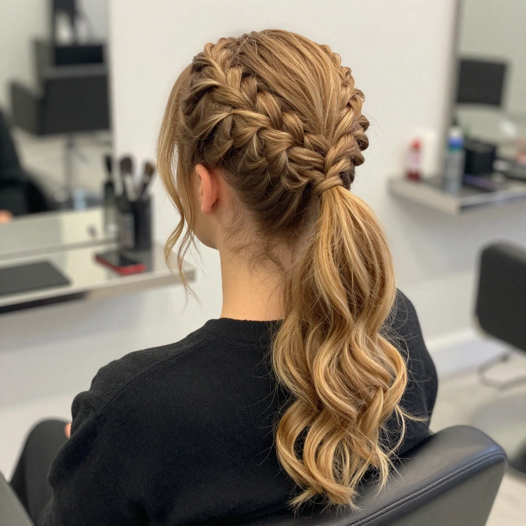Braided Ponytail with Face-Framing Pieces