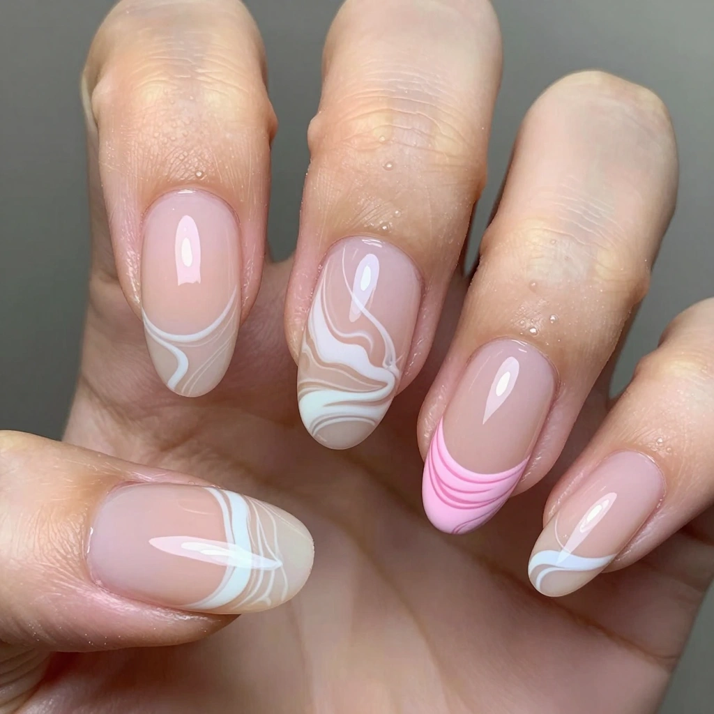Bubble Bath Marble Swirl Nails