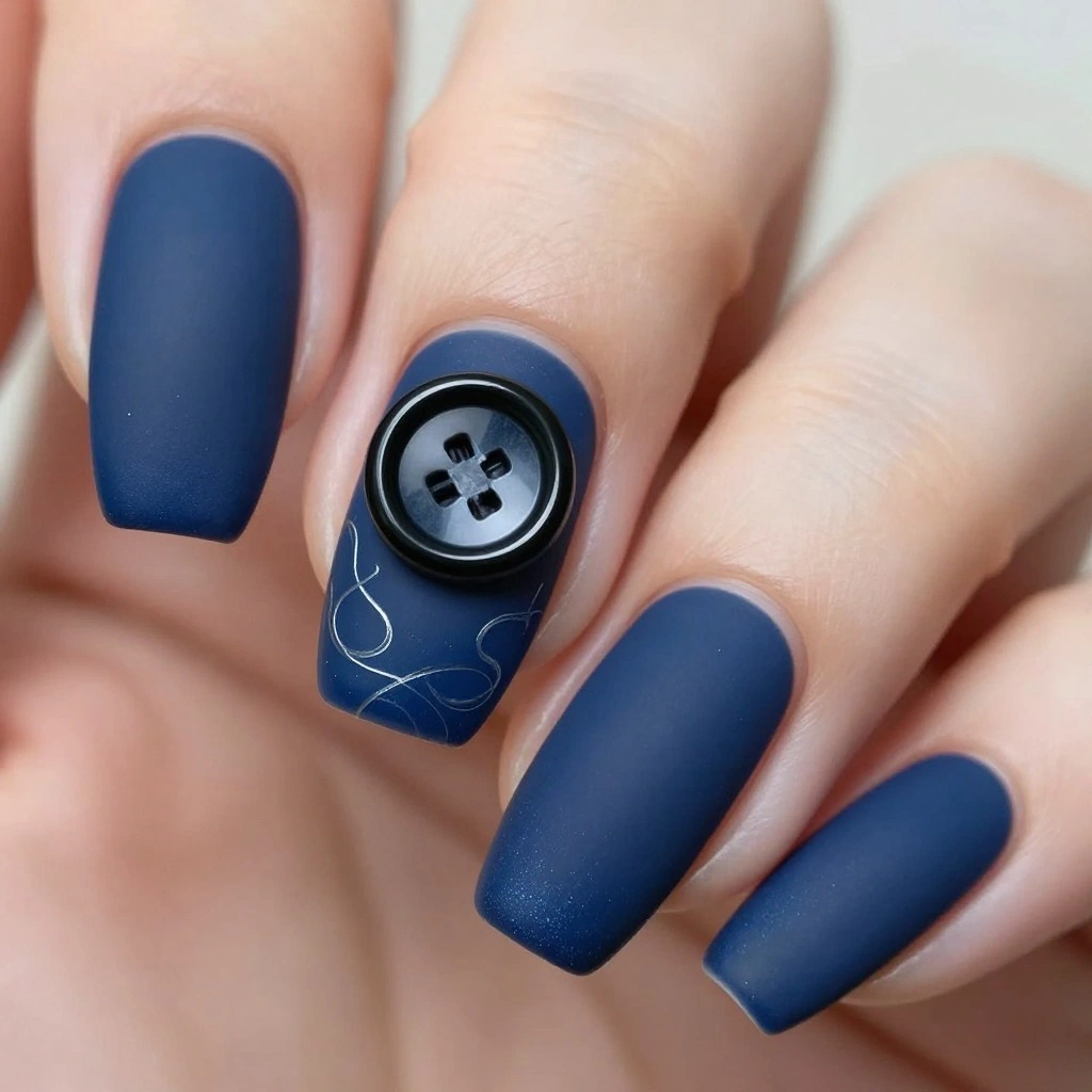 Button Eye Accent Nail Design