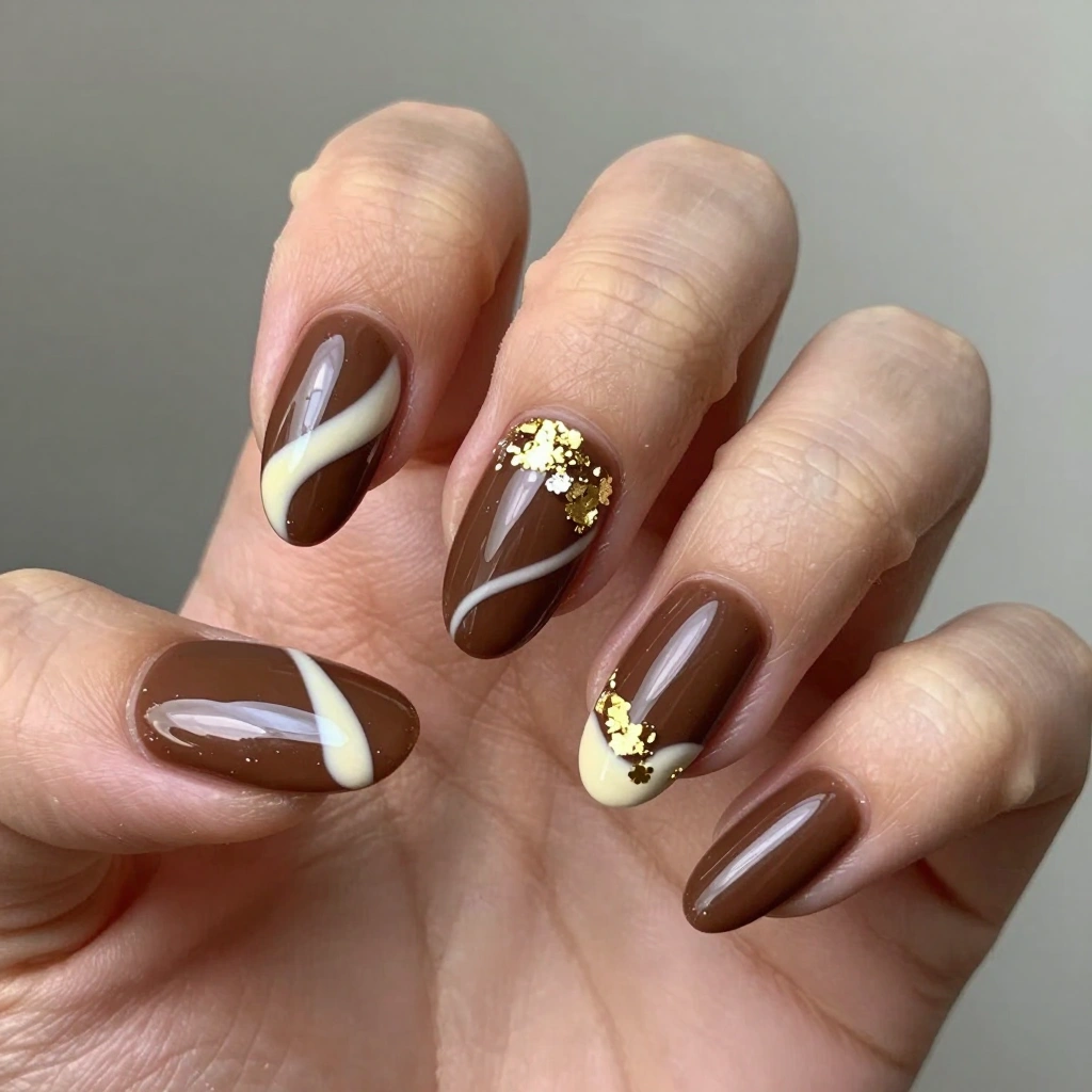 Chocolate Swirl Almond Nails