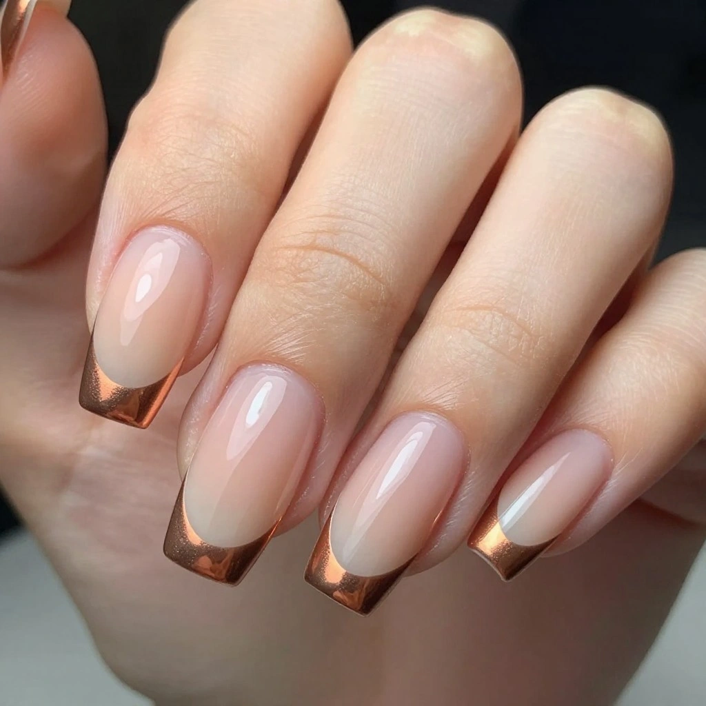 Chrome Ombre French Tip Nails