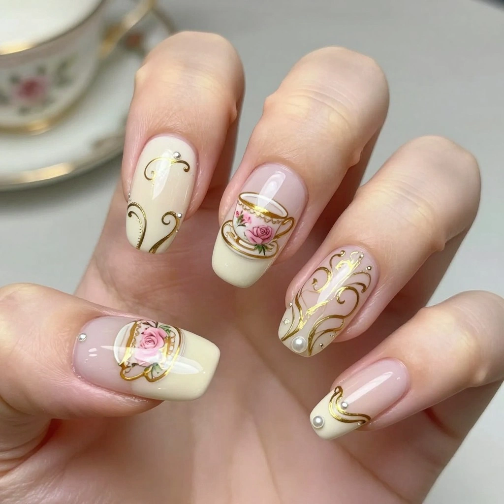 Classic English Tea Time Nails