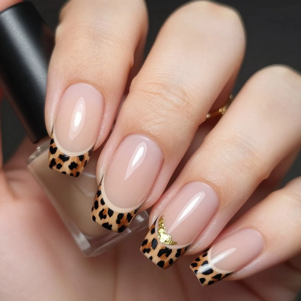 Classic Leopard Print French Tips